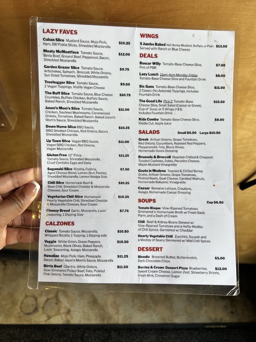 Lazy Moon Pizza Menu - Image 2